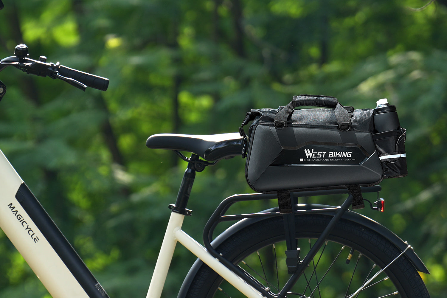 25L Hard Shell Rear Rack Bag with 2 Water Bottle Bags