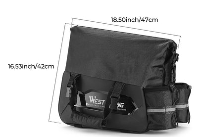 25L Hard Shell Rear Rack Bag with 2 Water Bottle Bags