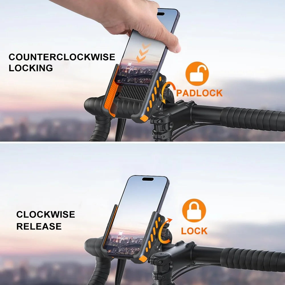 Bike Phone Holder Handlebar Clamp 360° Rotatable