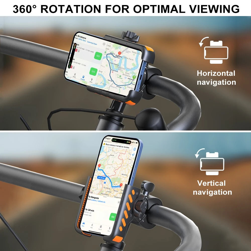 Bike Phone Holder Handlebar Clamp 360° Rotatable