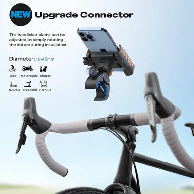 Supporto per telefono da bici con morsetto per manubrio girevole a 360°