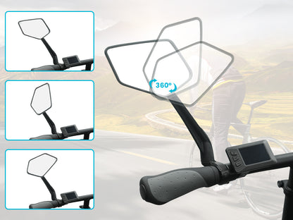 HD Extra Large Wide-view 360° Adjustable EBike Mirrors