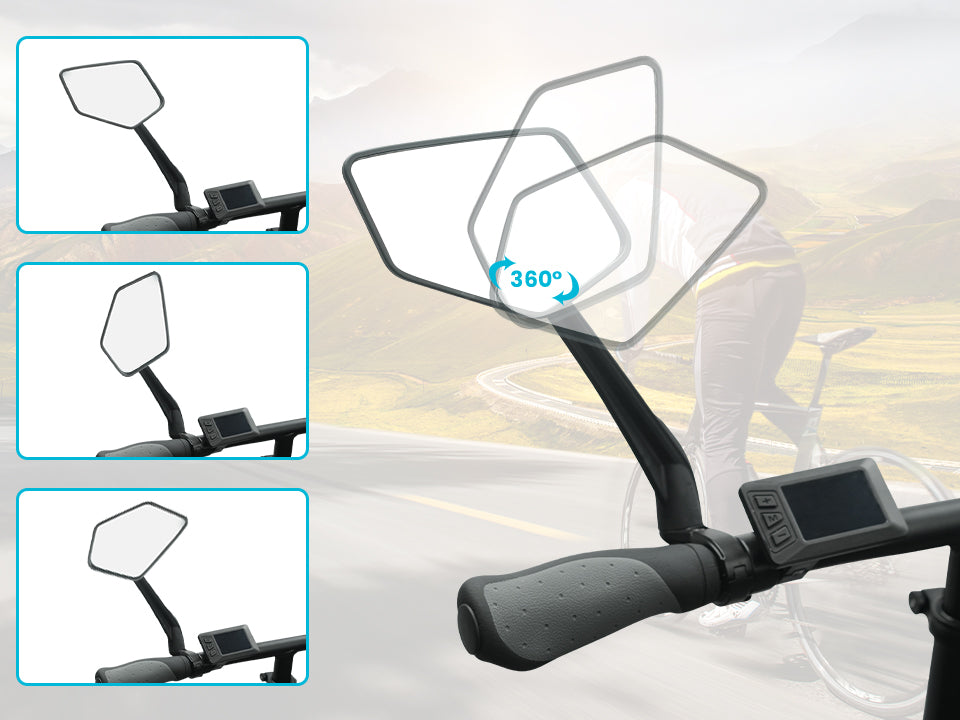 HD Extra Large Wide-view 360° Adjustable EBike Mirrors