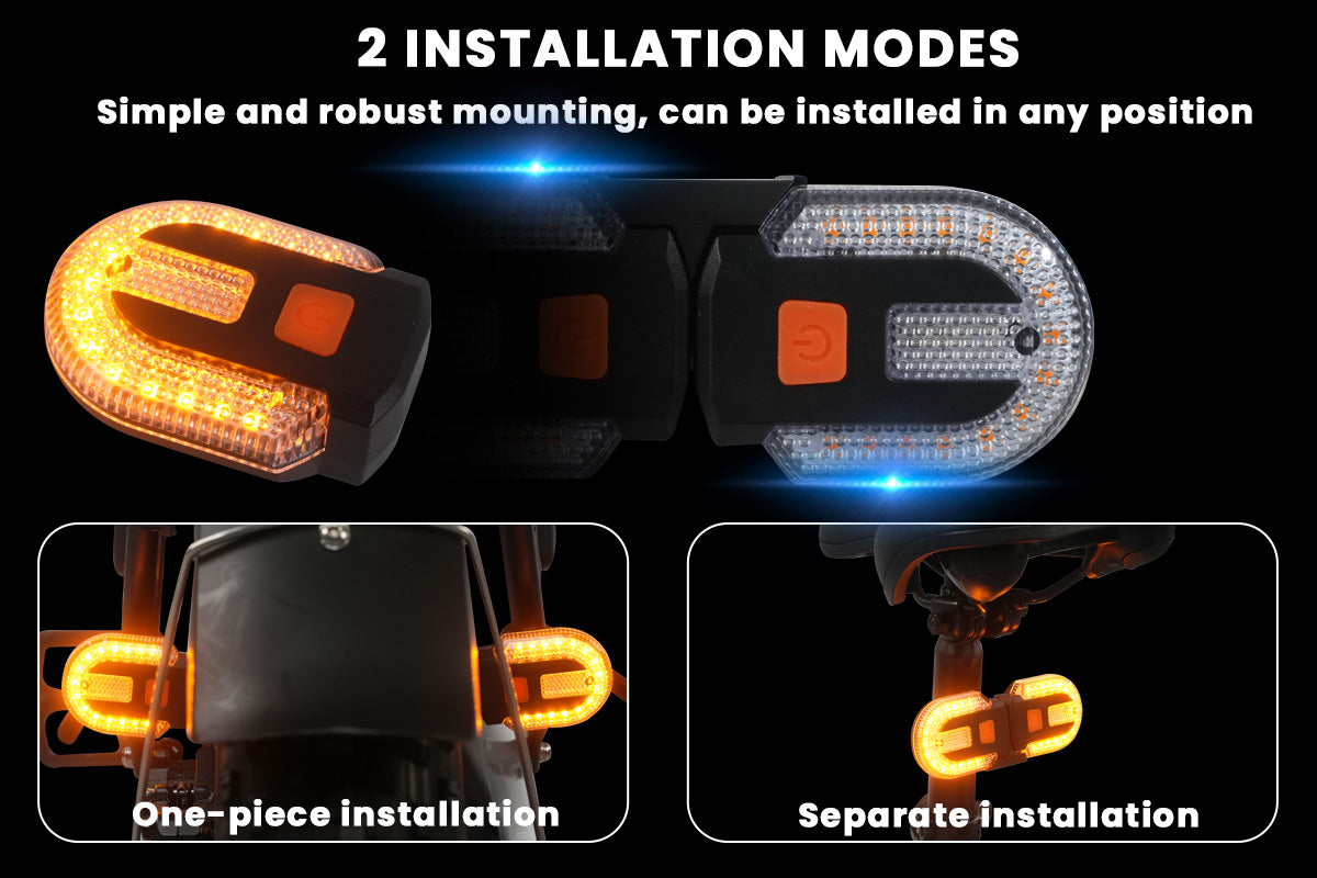 Bike Detachable Tail Light with Turn Signals Wireless Remote Control